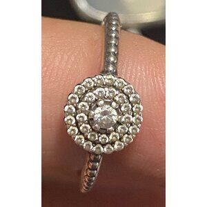 Ring Size 7.5 CZ or Glass Sterling Silver 925 Women Semi-Precious Stone